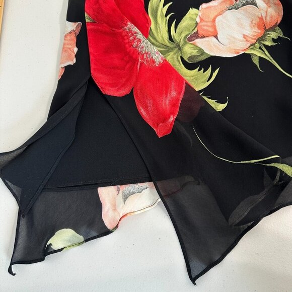 Citrine of Canada Midi Dress Sz 10 Black Floral Y2K Whimsigoth Dark Romantic Vtg - Picture 7 of 11